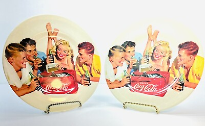 #ad 2 Coca Cola Vintage Salad Plates Advertising Retro Glamour Chic Style 1920#x27;s $20.00