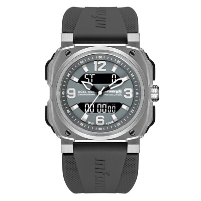 #ad Infantry Revolution Series The Dual Timer Grey Silicone Strap Men Watch REVO A $210.20