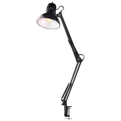 #ad Globe Electric Architect 32quot; Black Swing Arm Clamp On Desk Lamp LED Bulb $32.06