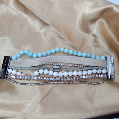 #ad Victoria Emerson Magnetic 7 Strand Cuff Bracelet Women#x27;s Silver Tone $22.00