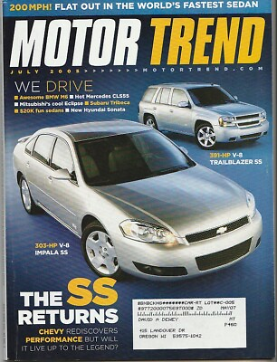#ad Motor Trend Magazine July 2005 Chevrolet Impala SS Chevrolet Silverado SS $4.50