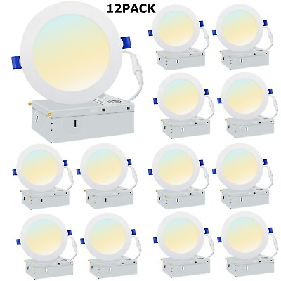 #ad 12 Pack 12W 6 Inch Ultra Thin LED Recessed Ceiling Lights Slim with Junction Box $57.42