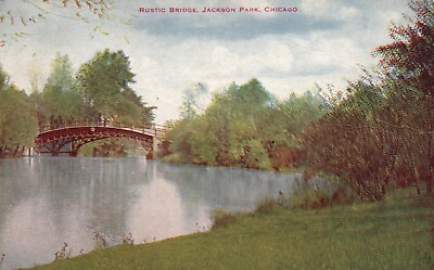 #ad Postcard IL Chicago Illinois Jackson Park Rustic Bridge Vintage PC G7638 $2.00