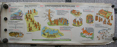 #ad Wandbild Geschichtsfries Christentum Europa 139x50 vintage history wall map 1965 EUR 30.00