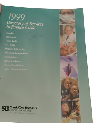 #ad Rare 1999 Directory Of Services Reference Guide SmithKline Beecham Codes CPT Etc $140.00