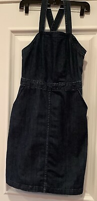 #ad Universal Thread Denim Jumper Dress Size 4 Womens Blue Jean Mini with Pockets $24.00