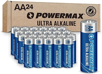 #ad AA Alkaline Batteries 24 Pack Powermax Battery 10 Year Shelf Life Long Lasting.. $9.89