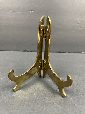 #ad Vintage Small Brass Folding Easel Plate amp; Picture Display Holder 5#x27;#x27; Tall $8.95