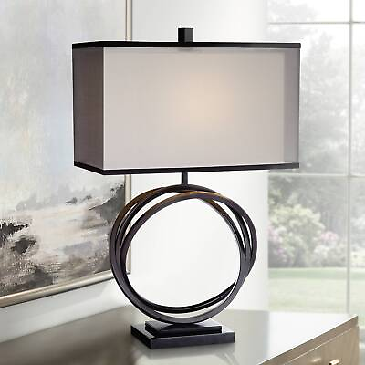 #ad Stellar Modern Industrial Table Lamp 28 1 4quot; Tall Black Metal Ring for Bedroom $219.99