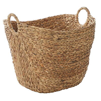 #ad Large and Wide Seagrass Woven Wicker Storage Basket with Ring Handles Brown $34.53