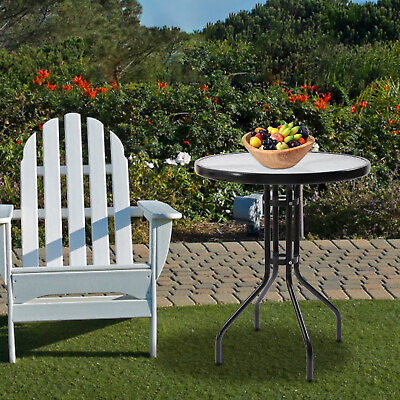 #ad Outdoor Round Bistro Table Patio Dining Table without Umbrella Hole for Garden $41.79