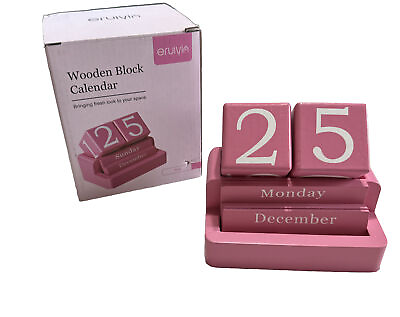#ad Wooden Block Calendar for Desk Daily Desktop Perpetual Desk Calendar Modern Fa $25.20