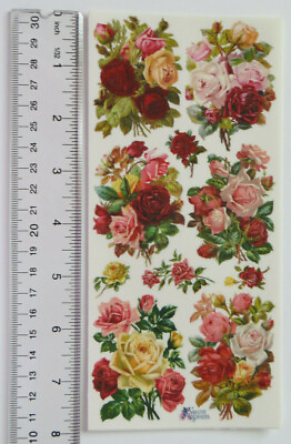 #ad Antique Collection Violette HUGE ROSES 1 Sheet of Stickers #C75 $3.69