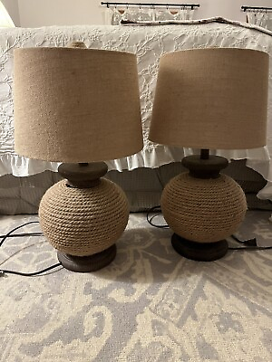 #ad #ad Table Lamps Accent Lamps Set Of 2 With Shades Natural Bohemian Style $99.00