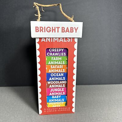 #ad Bright Baby Board Book Tower Animals 9 Chunky Books Box Set $10.56