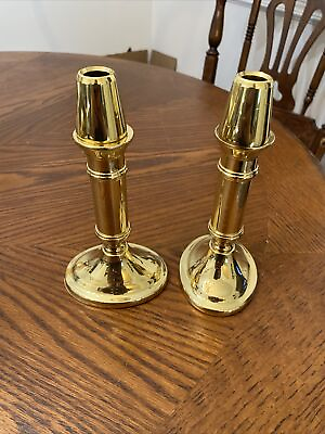 #ad Pair Vintage Baldwin Polished Candlestick Holders Oval Brass $39.99