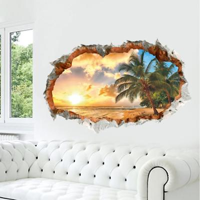 #ad US 3D Wall Stickers Beach Palm Tree Window Room Decal Wallpaper Removable $11.99
