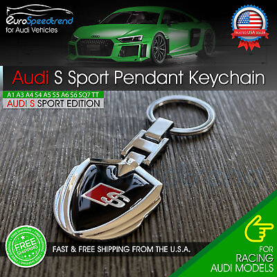 #ad Audi S Sport Black Pendant Keychain Emblem Key Ring Alloy A3 A4 A5 A6 A7 S4 S5 $14.99