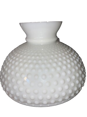 #ad Vintage White Milk Glass Hobnail Hurricane Lamp Shade 7.5” Tall 9 7 8” Fitter $39.99