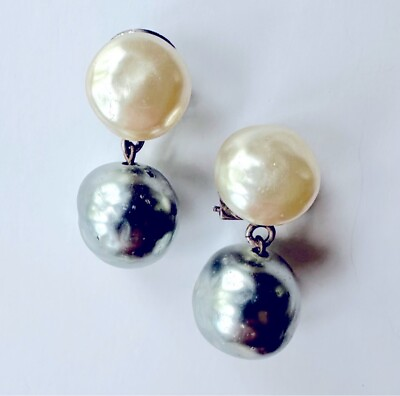 #ad Louis Rousselet Vintage French Baroque Glass Pearl Drop Earrings $195.00