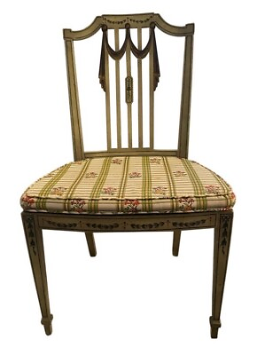 #ad Antique Chair Adams style hand painted caned chair original cushion 1920’s. $350.00