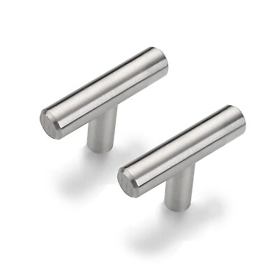 #ad 2 Pack Round Bar Cabinet Pulls Euro Style T Bar Handle Stainless Steel Knob $16.09