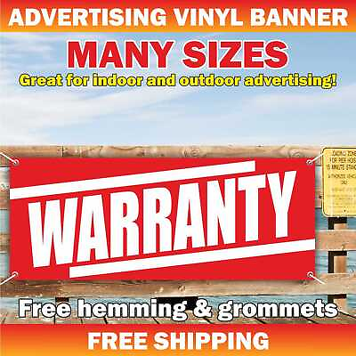 #ad WARRANTY Advertising Banner Vinyl Mesh Sign Flag Poster Shop Store Dealer Retail $219.95