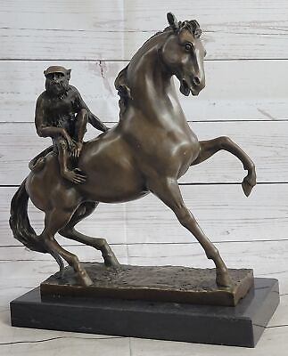 #ad BRONZE MONKEY ON HORSE STATUE Sm Feng Shui Collectible Novelty Gift European Art $209.65