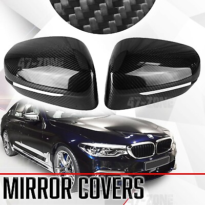 #ad For 17 18 BMW 5 Series G30 Real Carbon Fiber Side Mirror Cover Stick On Trim $135.56