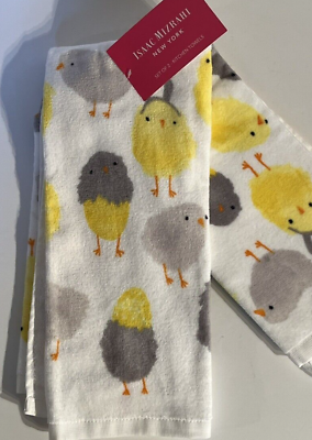#ad Baby Chicks Eggs Easter Kitchen Towels Bunny Set of 2 NEW Isaac Mizrahi $24.99