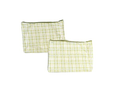 #ad 2 Casual Home Cotton Pillowcases Green Yellow Orange Plaid Print Pattern Pair $24.50