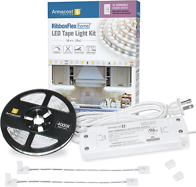 #ad Ribbonflex Home AC Dimmable Bright White LED Tape Light Kit 4000K 5M 16.4 Ft4 $68.99