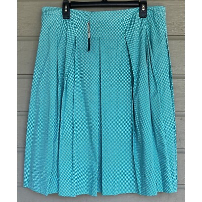 #ad Talbots Womens Polka Dot Pleated Midi Skirt Blue Size 14 Zip Closure NWT $49.99