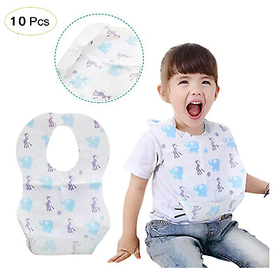 #ad Children Disposable Bib Non Woven Fabric Waterproof Dirty Baby Bib 10PCS 35x23cm $10.63