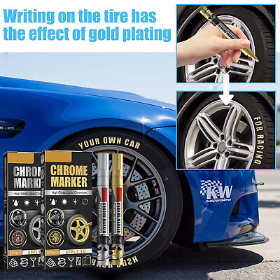 #ad 3Pcs Liquid Mirror Chrome Marker Set DIY Car Paint Pen Metal Marker Plated Pens $2.99