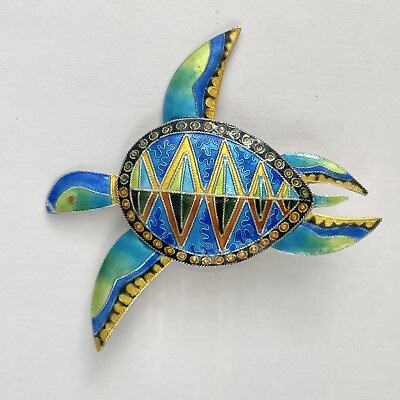 #ad Vintage Sea Turtle Enamel Sterling 925 Pin Brooch Approx 10g $59.00