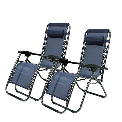 #ad Adjustable Zero Gravity Patio Lounge Chairs 2PC Blue $163.98