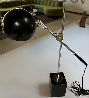 #ad Vintage 1960s Black Metal Sonneman Eyeball Lamp Kovacs MCM Lighting Mid Century $275.00