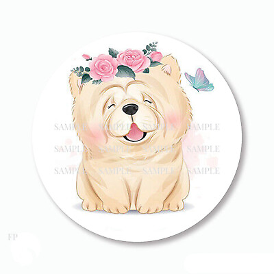 #ad Chow Chow Dog Favor Labels Scrapbook Stickers 5 Sizes Round Matte or Glossy $2.20