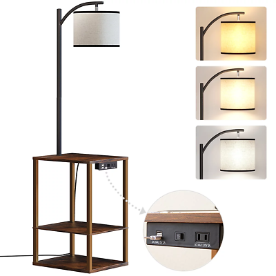 #ad Floor Lamp with Table End Table with Shelves with USB Port Lamps for Living Ro $76.46