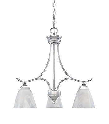 #ad Matte Pewter And French Swirl Alabaster Glass 3 Light Chandelier Orig $270 $59.99