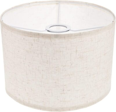 #ad Healifty Cylinder Drum Lampshade Natural Linen Lamp Shades 20x20x18cm White $43.03