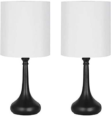 #ad Black Modern Metal Table Lamp Set of 2 $37.04