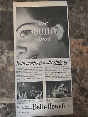 #ad Bell amp; Howell Vintage Print Ad 1951 Filmosound Projector Chicago $9.99