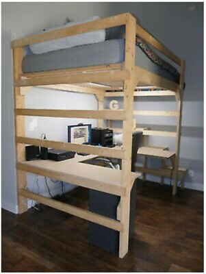 #ad queen loft bed with desk wooden $450.00