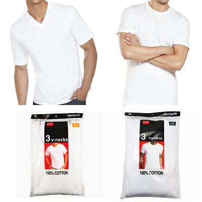 #ad 3 to 6 Pcs For Men 100% Cotton Tagless T Shirt Undershirt Crew V Neck White S XL $13.99