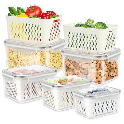 #ad 5 Pack Fruit Storage Containers for Fridge Produce Saver Vegetable Container... $46.90