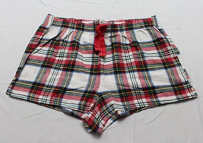 #ad Old Navy Women#x27;s Matching Flannel Pajama Shorts DM9 White Tartan Large NWT $10.39