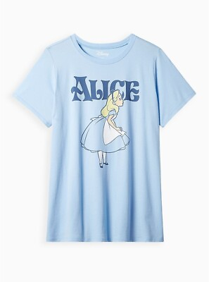 #ad Torrid Disney Alice Wonderland Shirt Blue Crew NWT New 1X $39.50