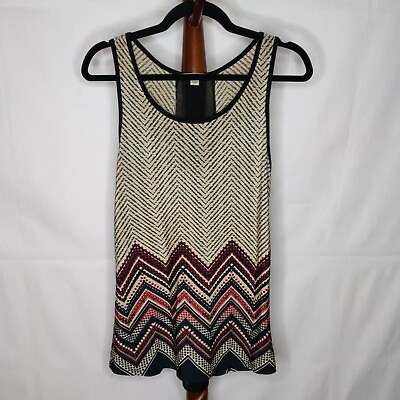 #ad women#x27;s size M sleeveless top multicolor chevron print sheer in back $12.90